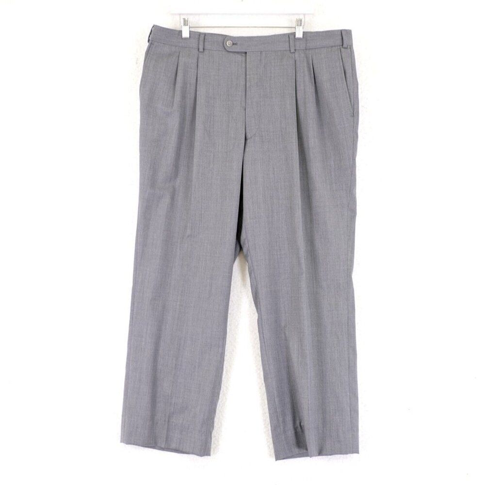 DAMAGED Unbranded Gray Pleated Cuffed Wool 39/29 Dress‎ Pants High Rise